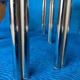 SET OF 3 NESTING TABLES WITH CHROME METAL DOUBLE BASE AND SMOKED GLASS