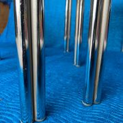 SET OF 3 NESTING TABLES WITH CHROME METAL DOUBLE BASE AND SMOKED GLASS
