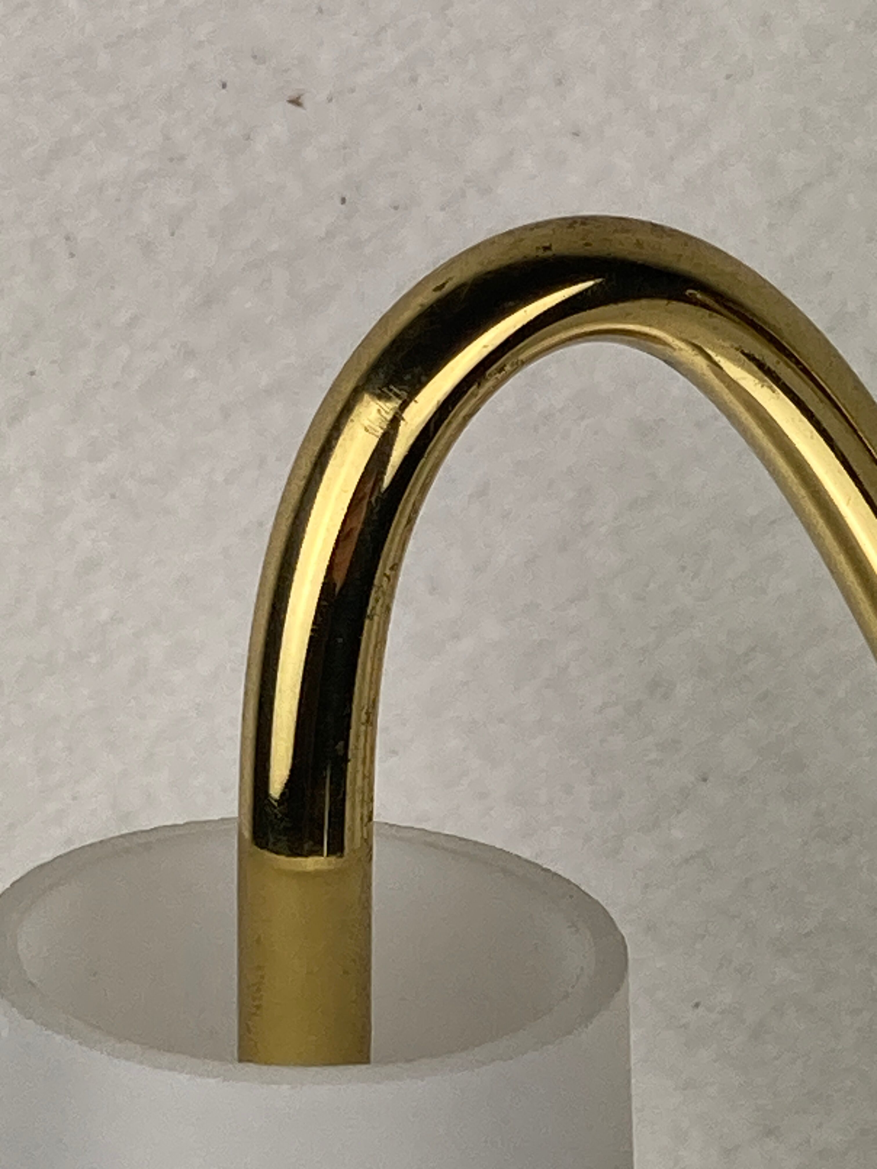 Pair brass and opaline wall sconces or bedside lamps, Austria 1950s