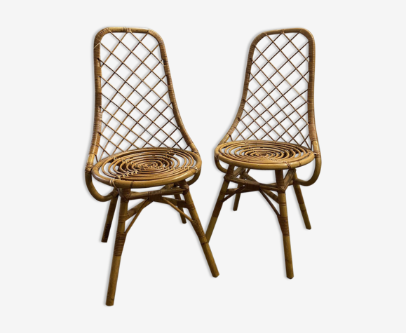 Paire de chaises en rotin