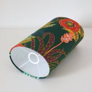 Table lamp, Mid-Century carved wood base, and Jungle Floral lampshade