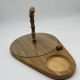 Vintage service tray wood, glass and bamboo – 1960s