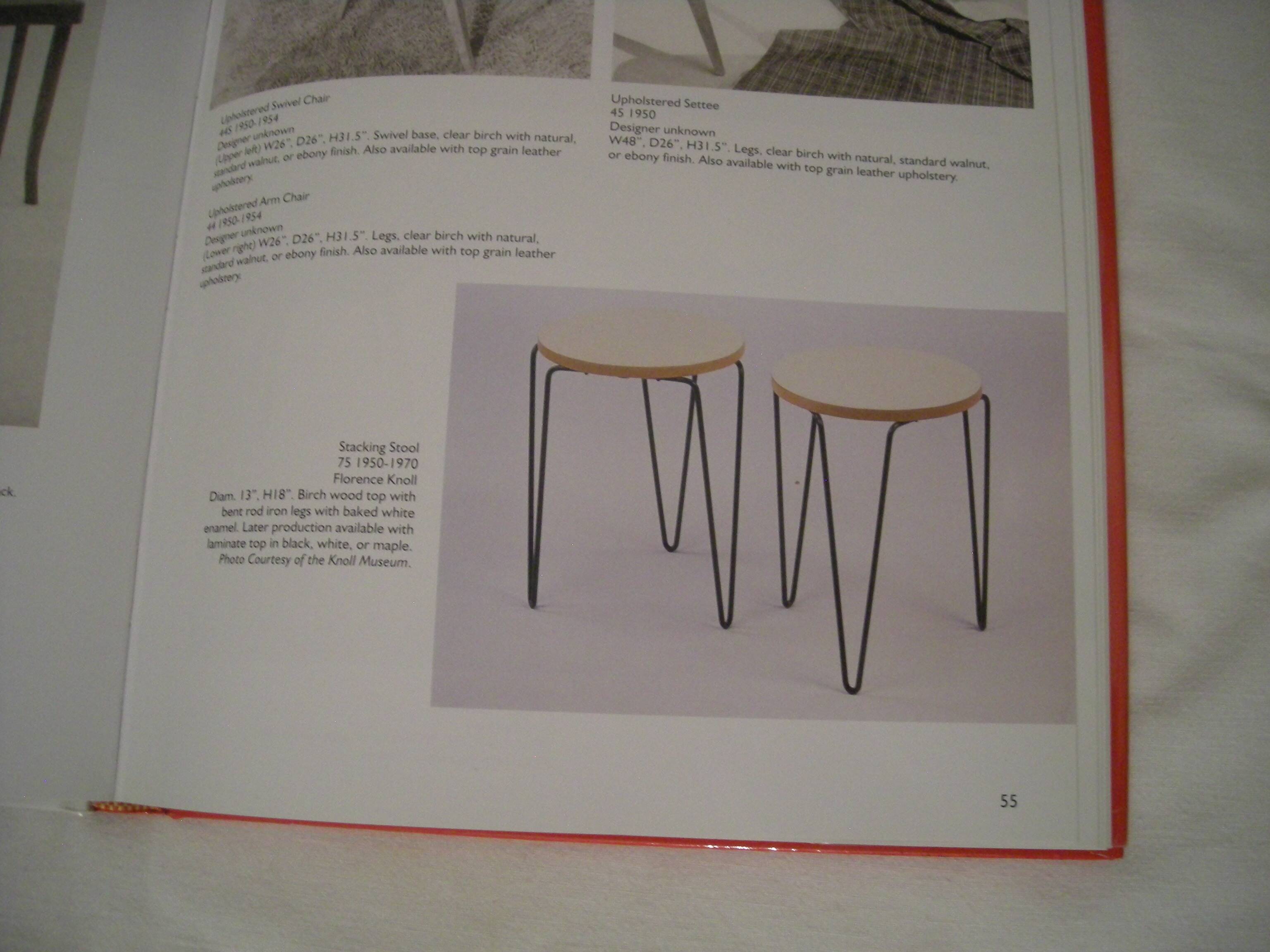 Tripod stool - Florence Knoll - Hairpin model 75 from the 1950s