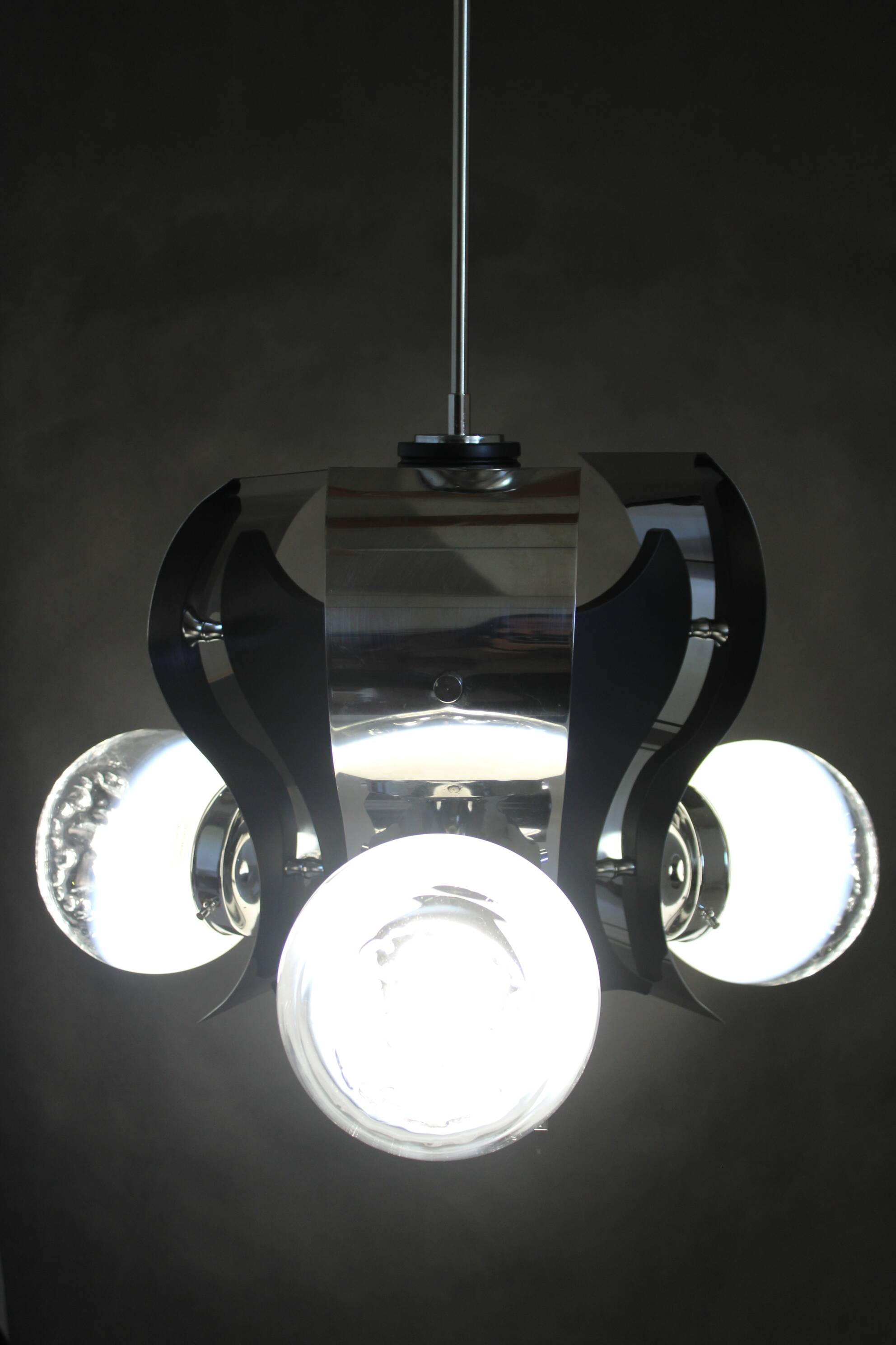 1970s Italian Chrome Plated Chandelier