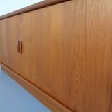 Large teak tambour sideboard from Dyrlund, Denmark, 1970s.