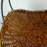 willow BASKET with black metal frame mid century 1950s fruit basket