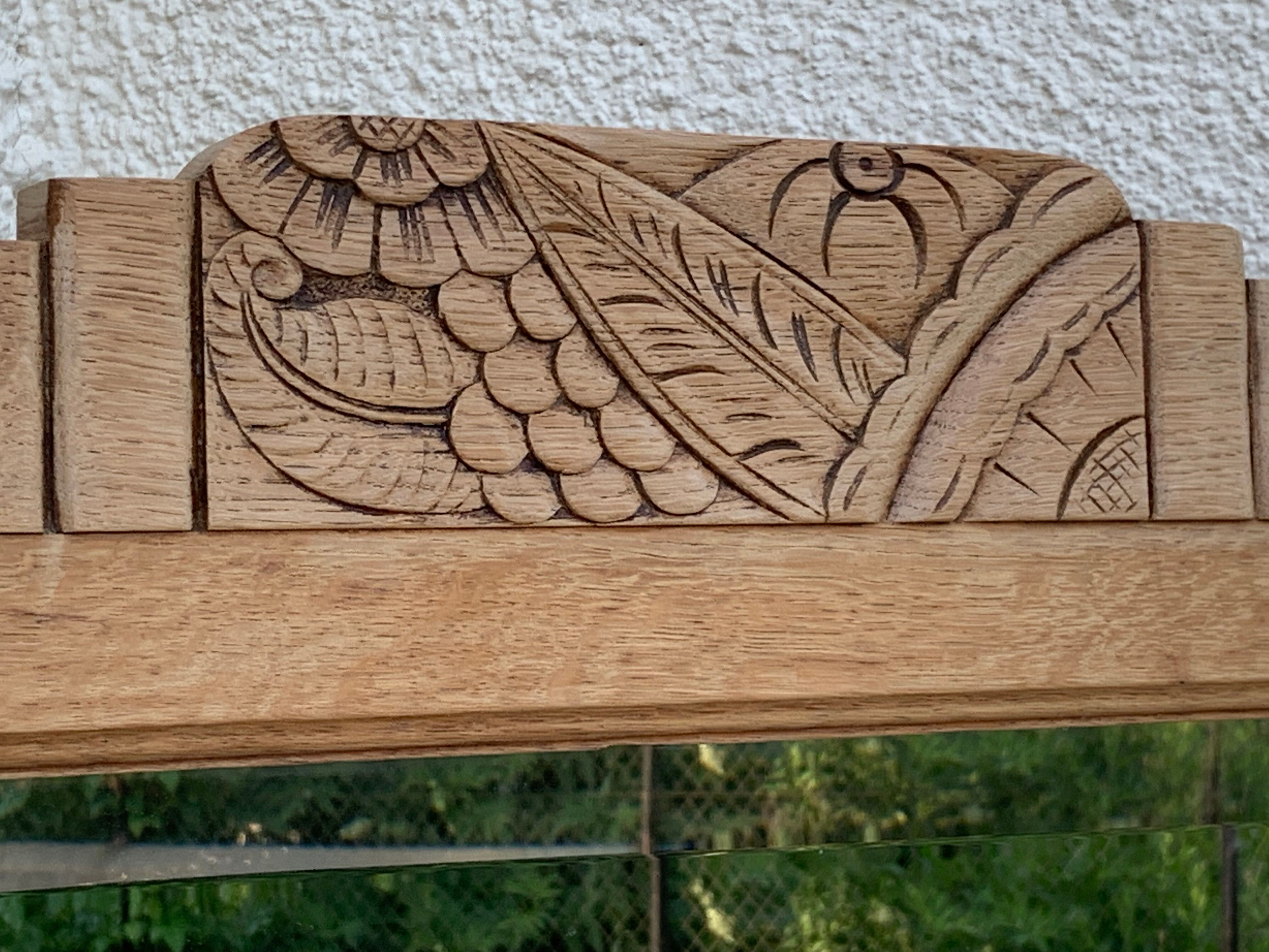 Art Deco mirror bevelled raw oak 1930