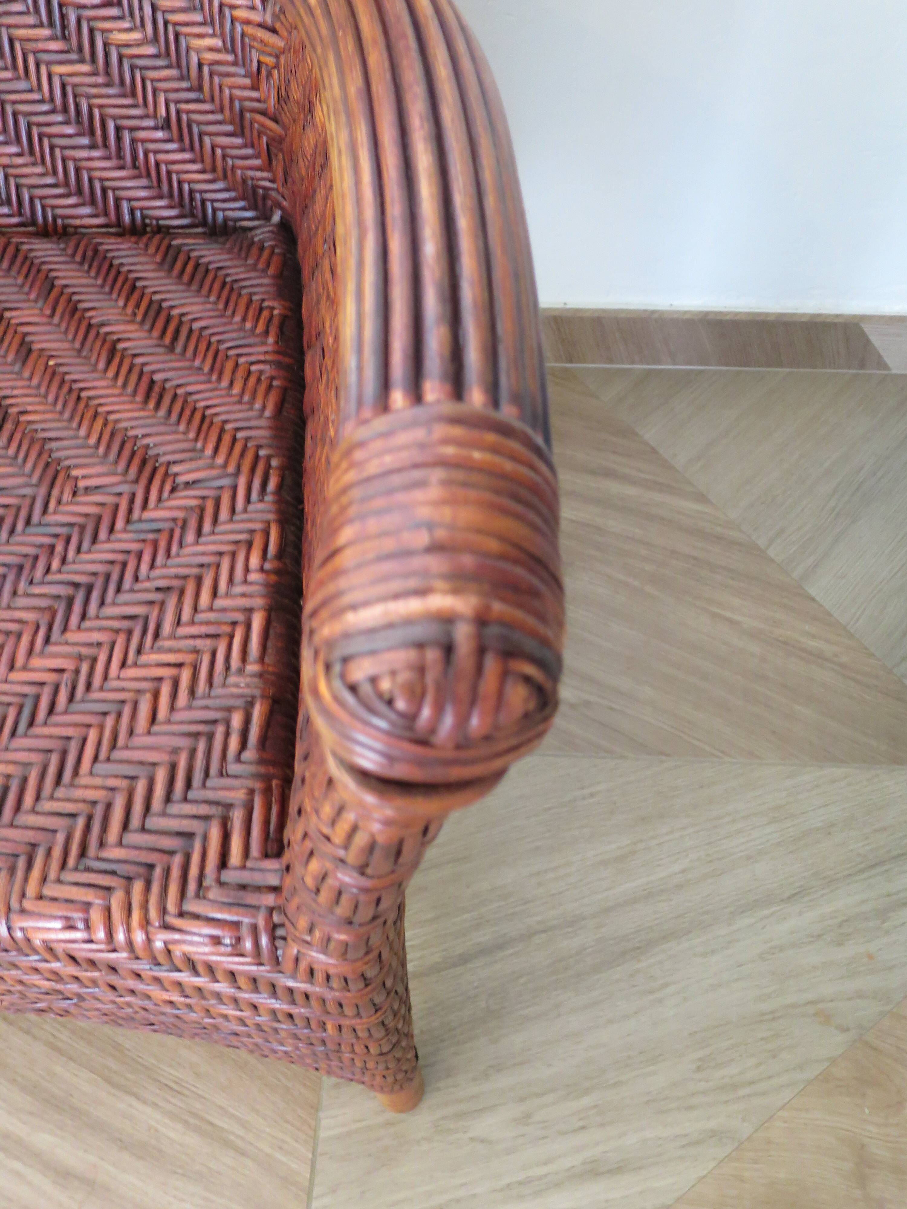 Woven rattan armchair, 1980s