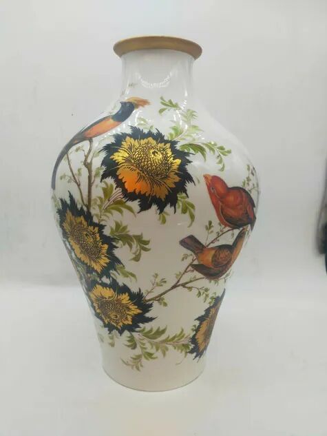 Decorated ceramic vase signed Pecchioli 1950s