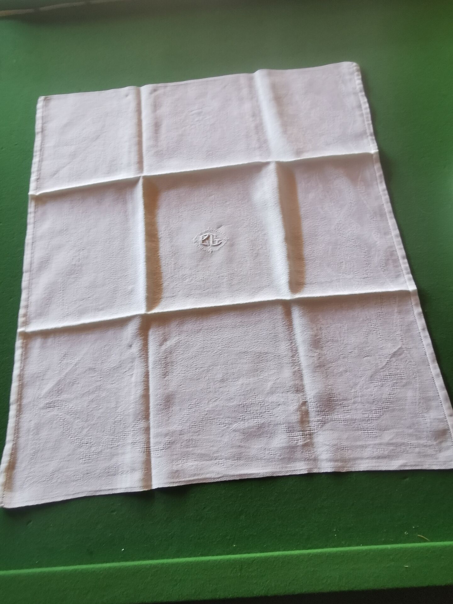 10 old damask monogrammed napkins