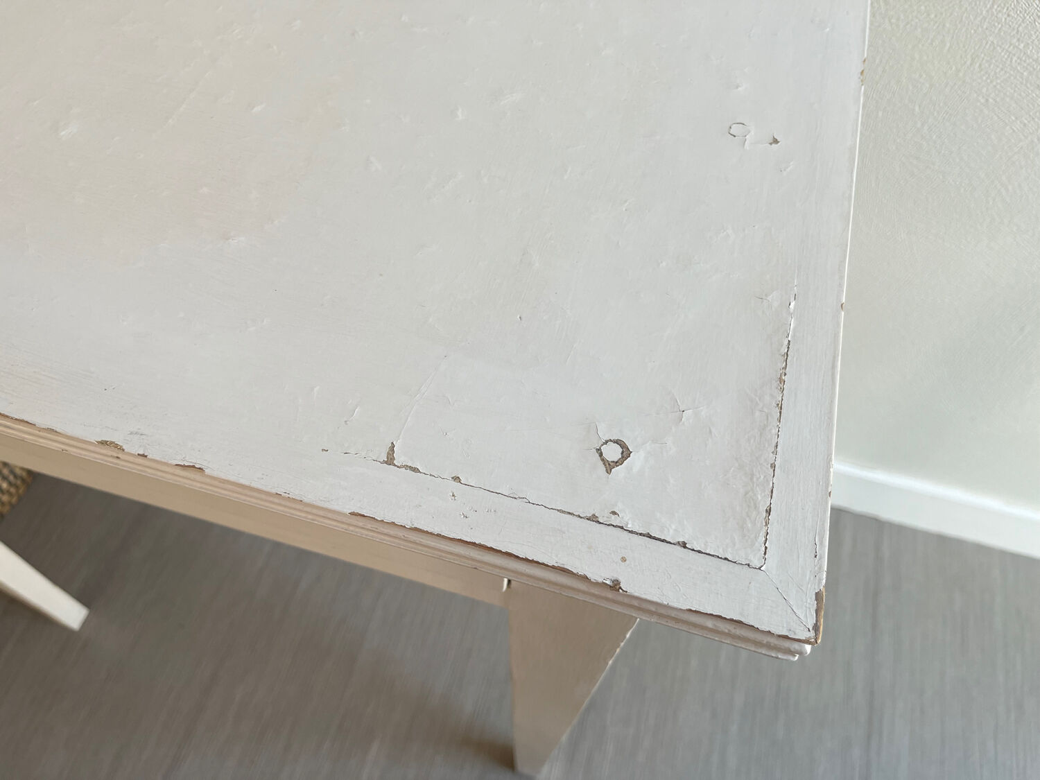 Small patinated wood table / desk / console / side table