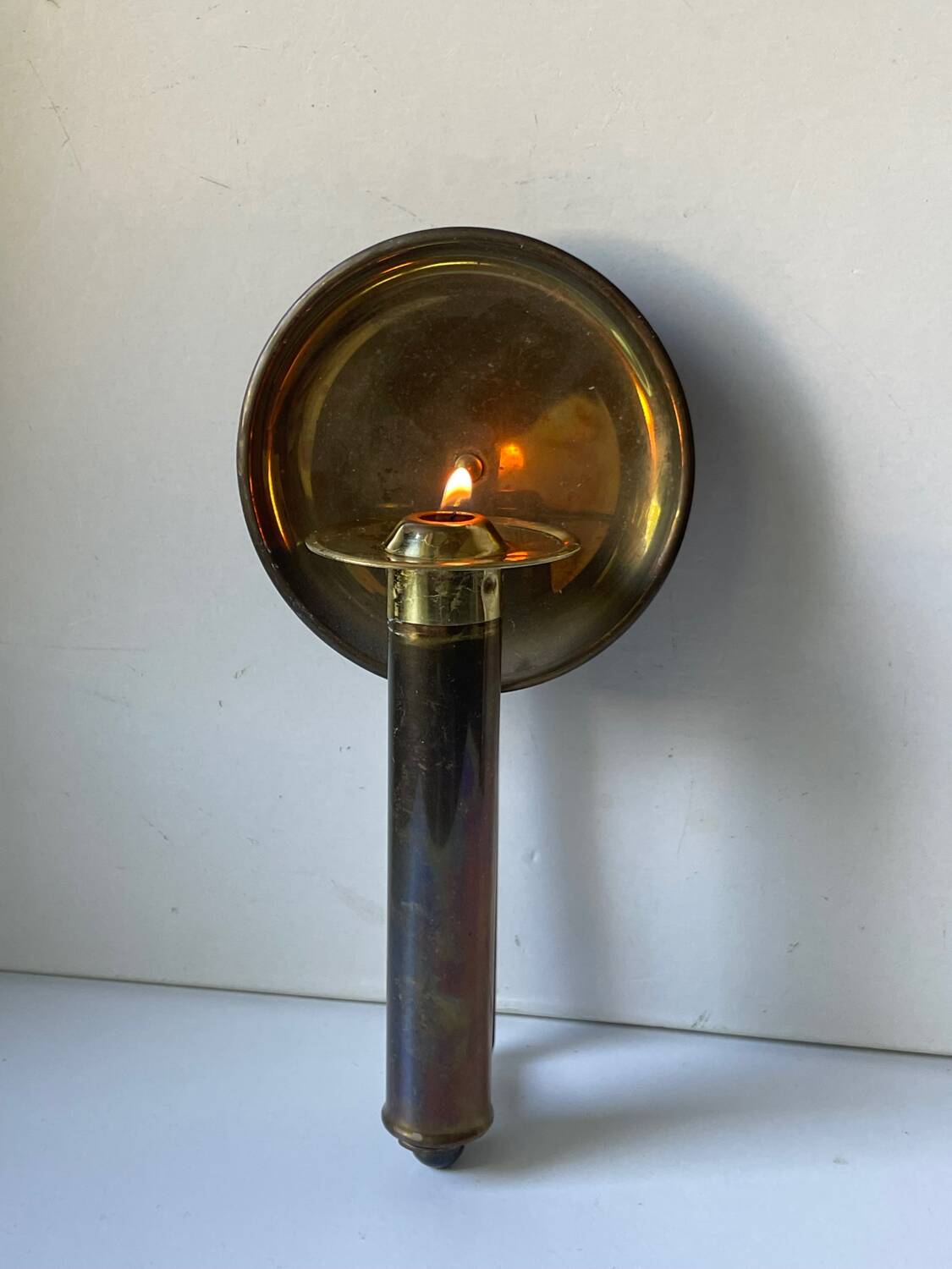 Vintage brass Scandinavian Art Deco wall candle holder sconce
