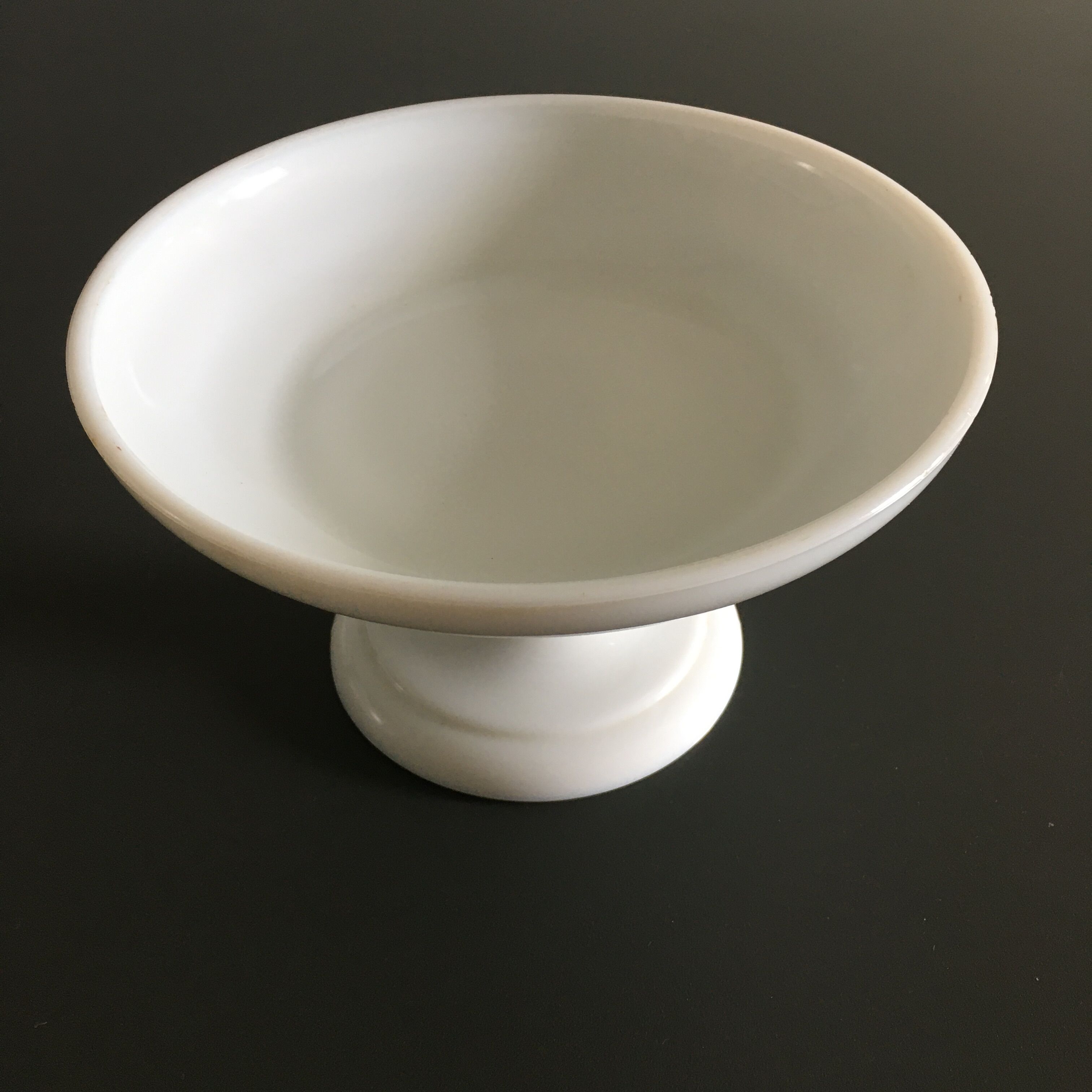 White opaline footed bowl