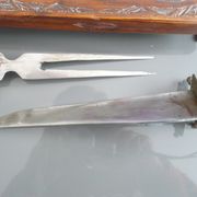 Carved kitchen knife and fork from India