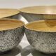 Set of 4 hand-painted bamboo salad bowls