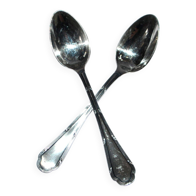 Ercuis lot de 2 cuillères à dessert Trianon en métal argenté ruban croisé 15 cm