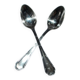 Ercuis set of 2 Trianon silver-plated dessert spoons with crossed ribbon, 15 cm