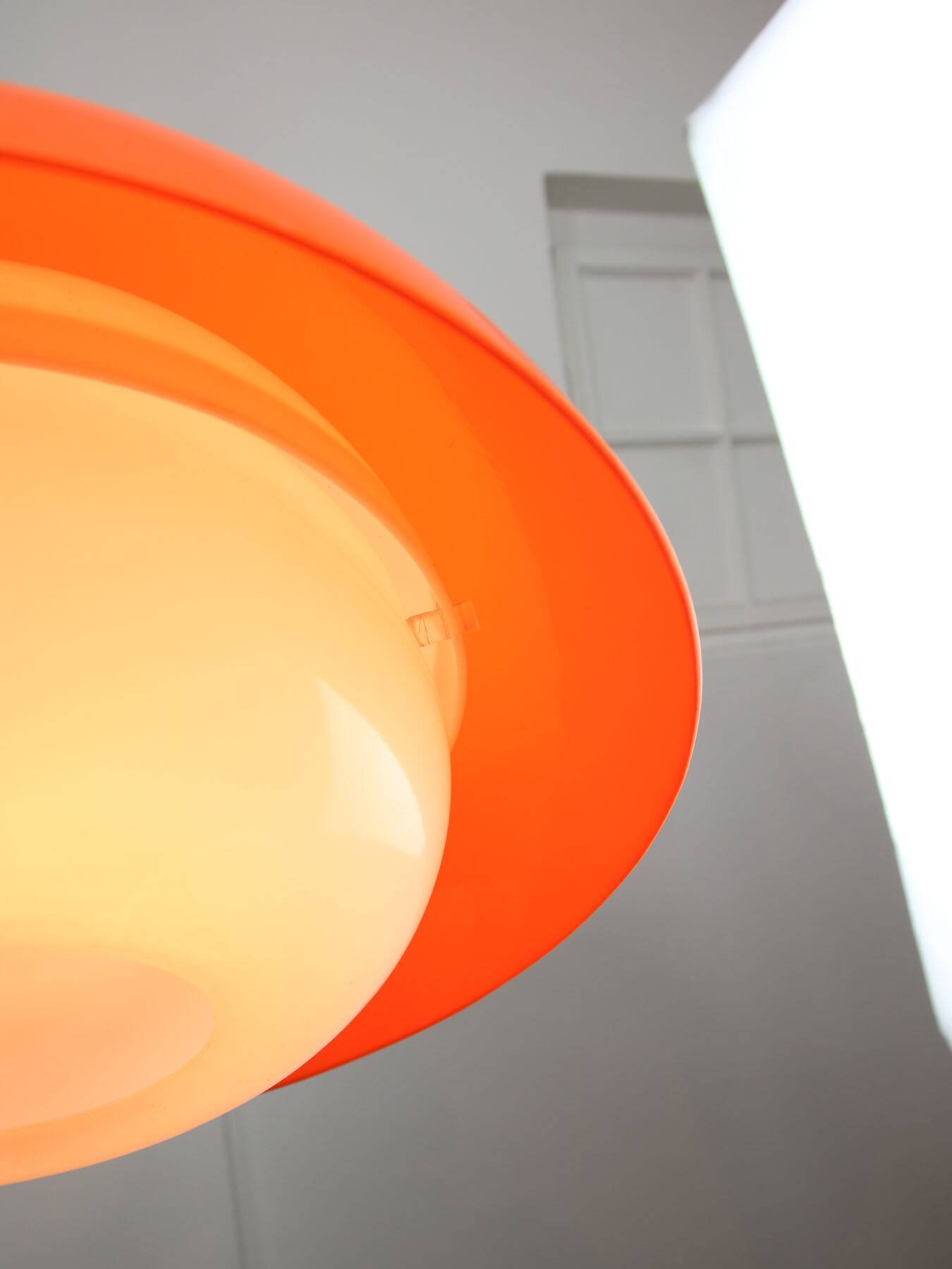 Space Age Italian Orange Acrylic Glass Pendant Lamp, 1970s