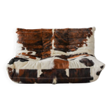 Togo 2-seater sofa in cow leather attributed to Michel Ducaroy for Ligne Roset