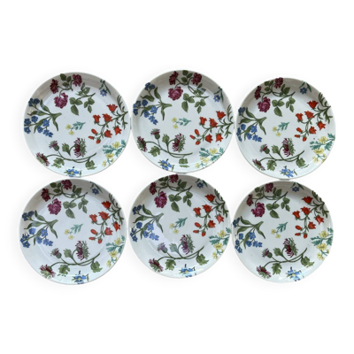 6 assiettes à mignardises de porcelaine de Paris Herbier