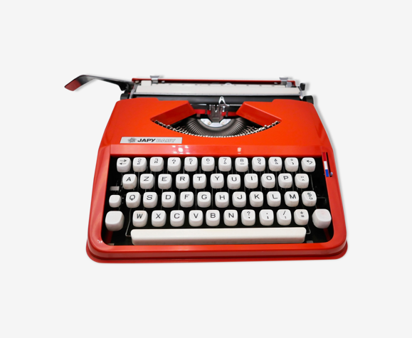 Machine à écrire Japy Baby Cursive (Hermes Baby) rouge révisée ruban neuf