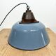 Industrial Grey Enamel and Cast Iron Pendant Light with Glass Cover, 1960s