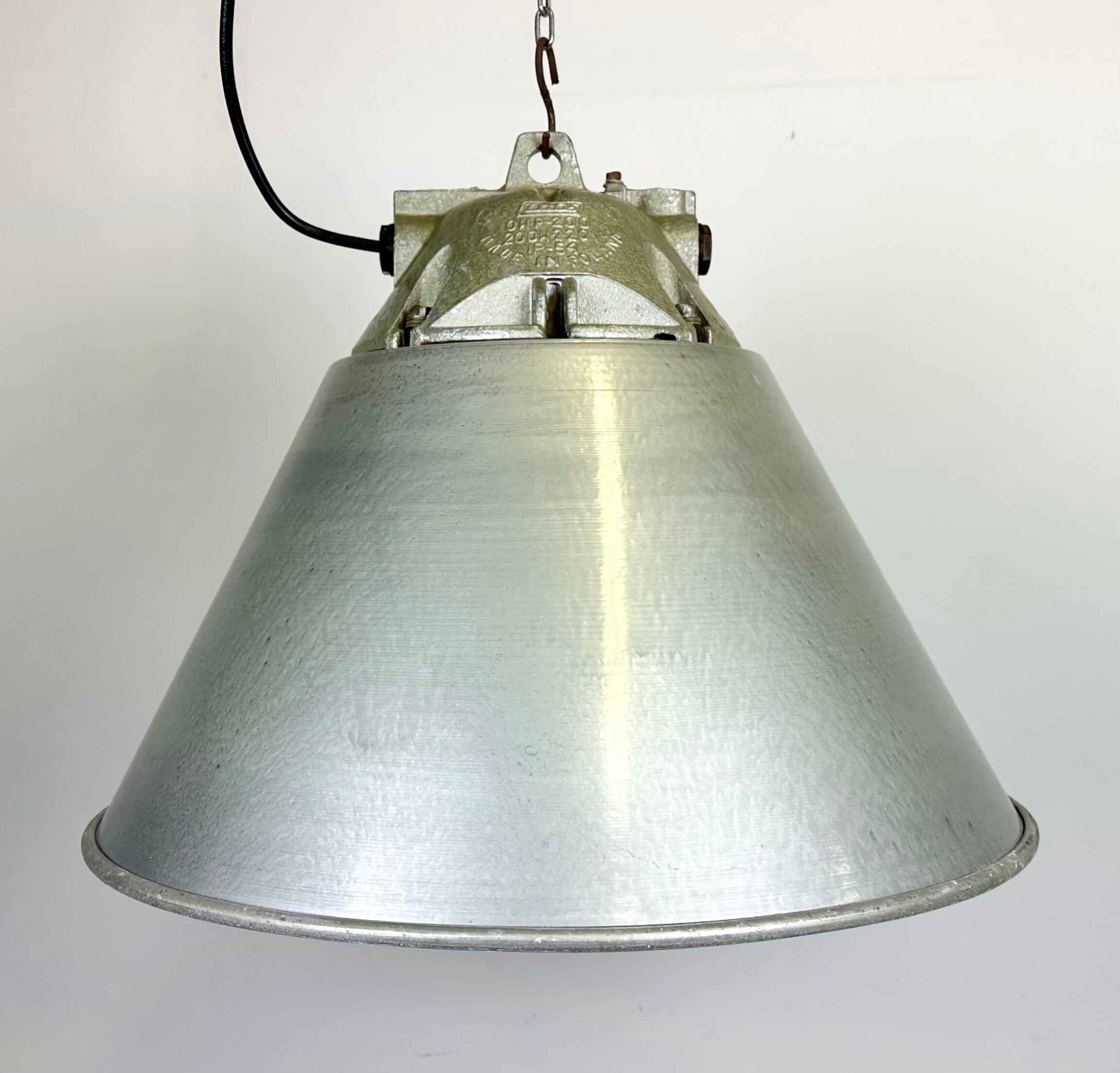 Grey Industrial Explosion Proof Lamp with Aluminium Shade from Zaos, 1970s