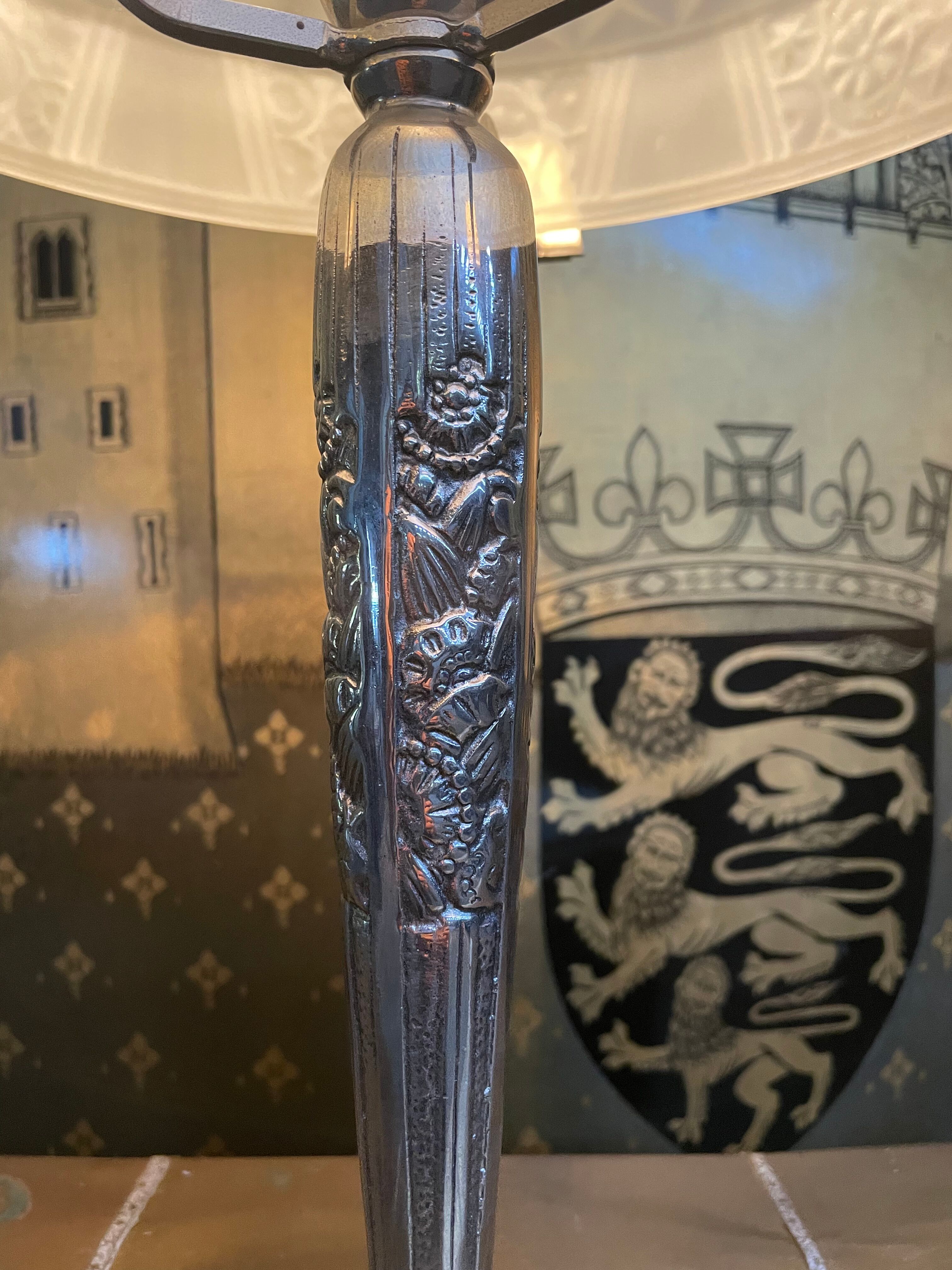 Art deco period lamp in chrome-plated steel