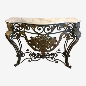 Metal and marble console