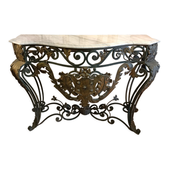 Metal and marble console