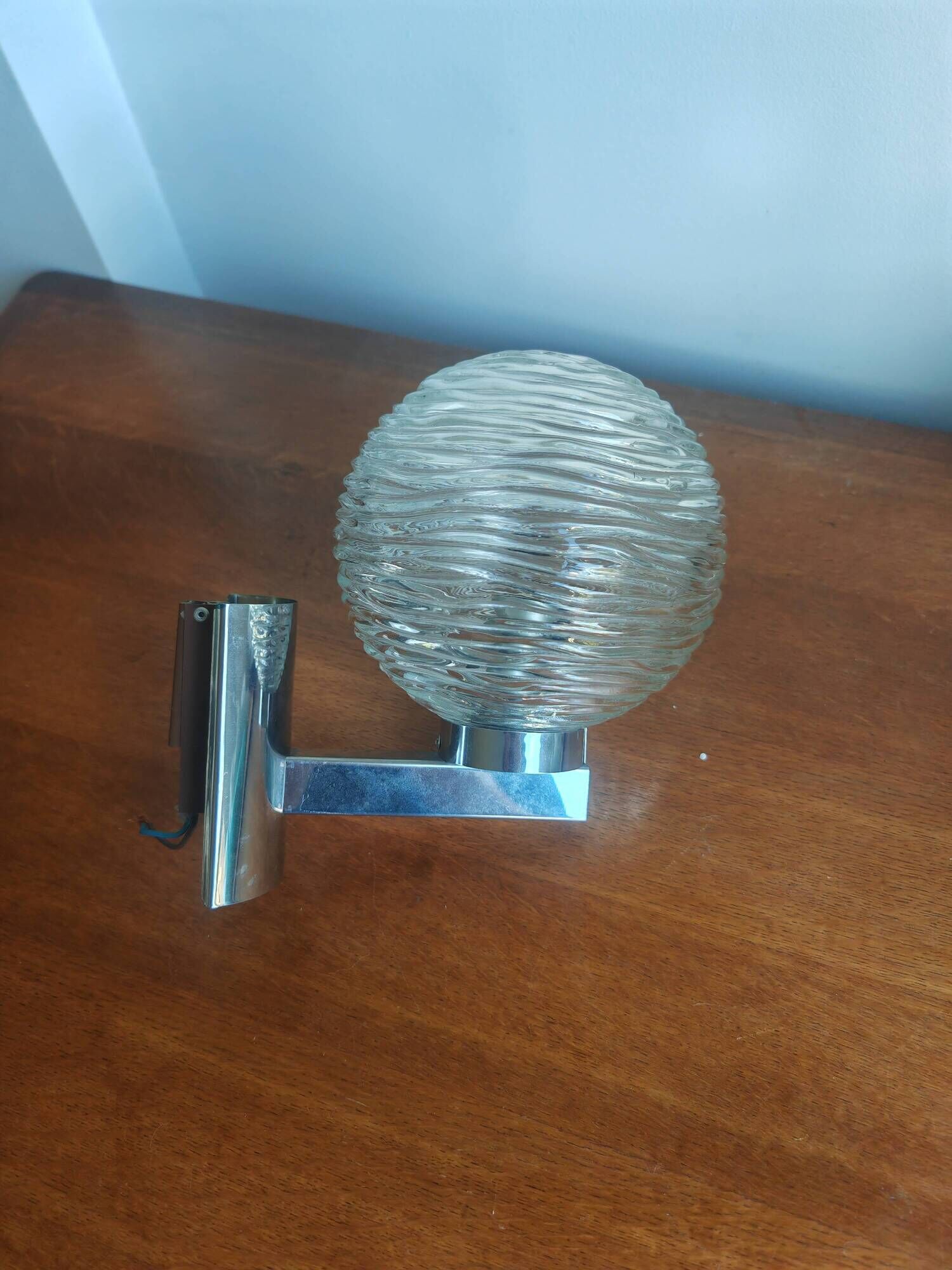 Vintage Space Age wall light 70s – Chrome metal & glass globe