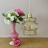 Vintage globe pendant light in amber glass