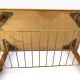 Table, teak with brass shelf, 1950/60