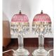 Michelotti Crystal Glass Prism Boudoir Parlor Lamps 1950s
