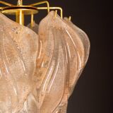 Gorgeous vintage Murano chandelier with leaves of orange and pink highlights