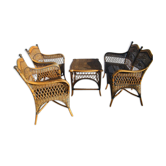 Salon vintage en rotin et osier