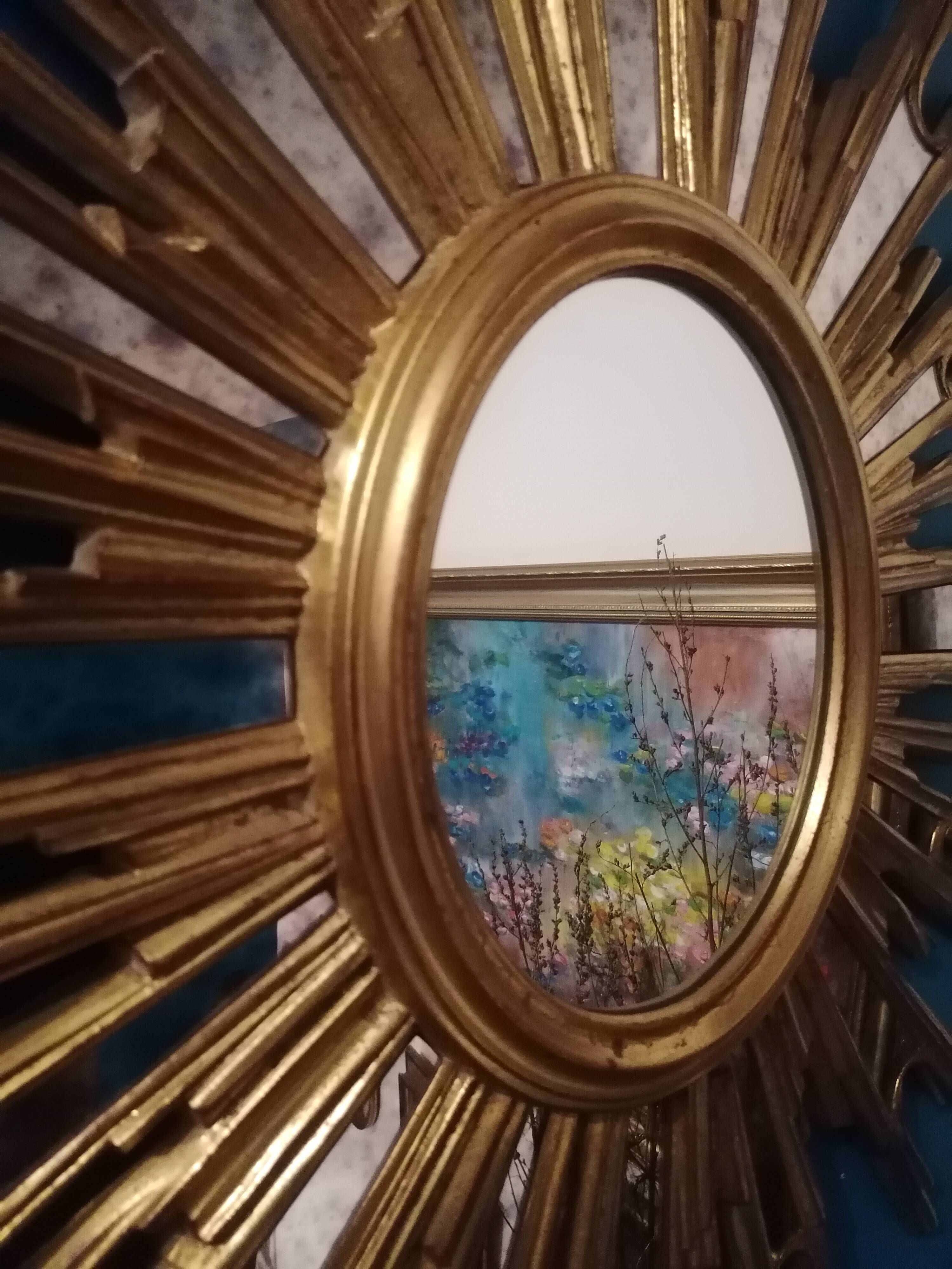 Large sun mirror with shutters - Mid century / Regency - Decknudt