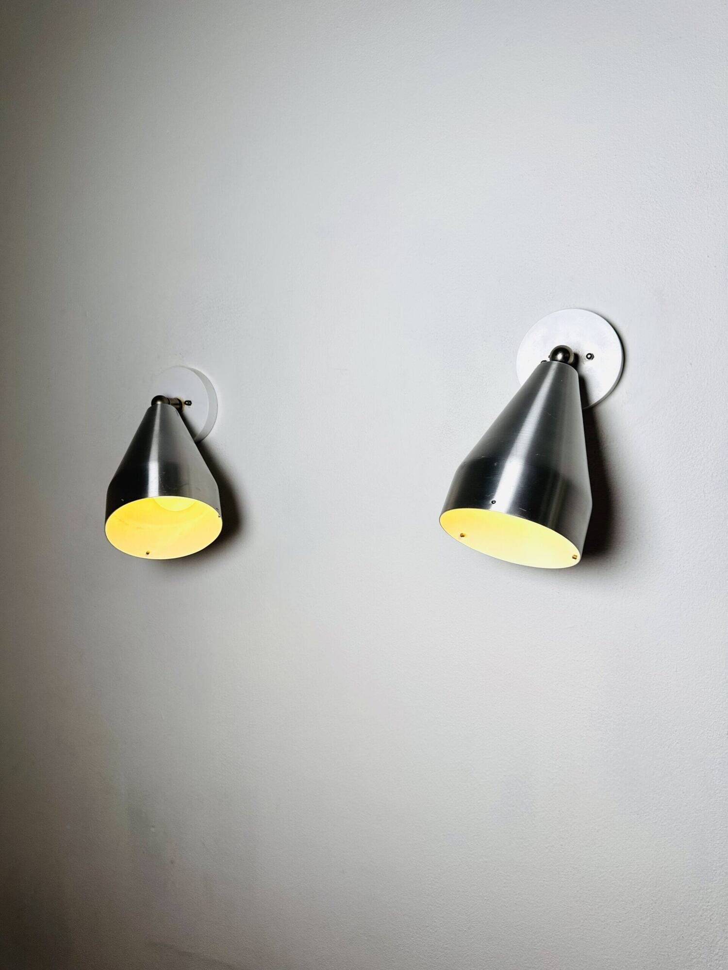 Pair Of R155 Adjustable Wall Lamps In Metallic By Raak Amsterdam, The Netherlands 1960S