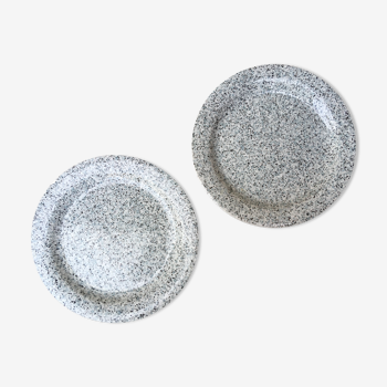 Pair of speckled plates blue gray Quadrifoglio