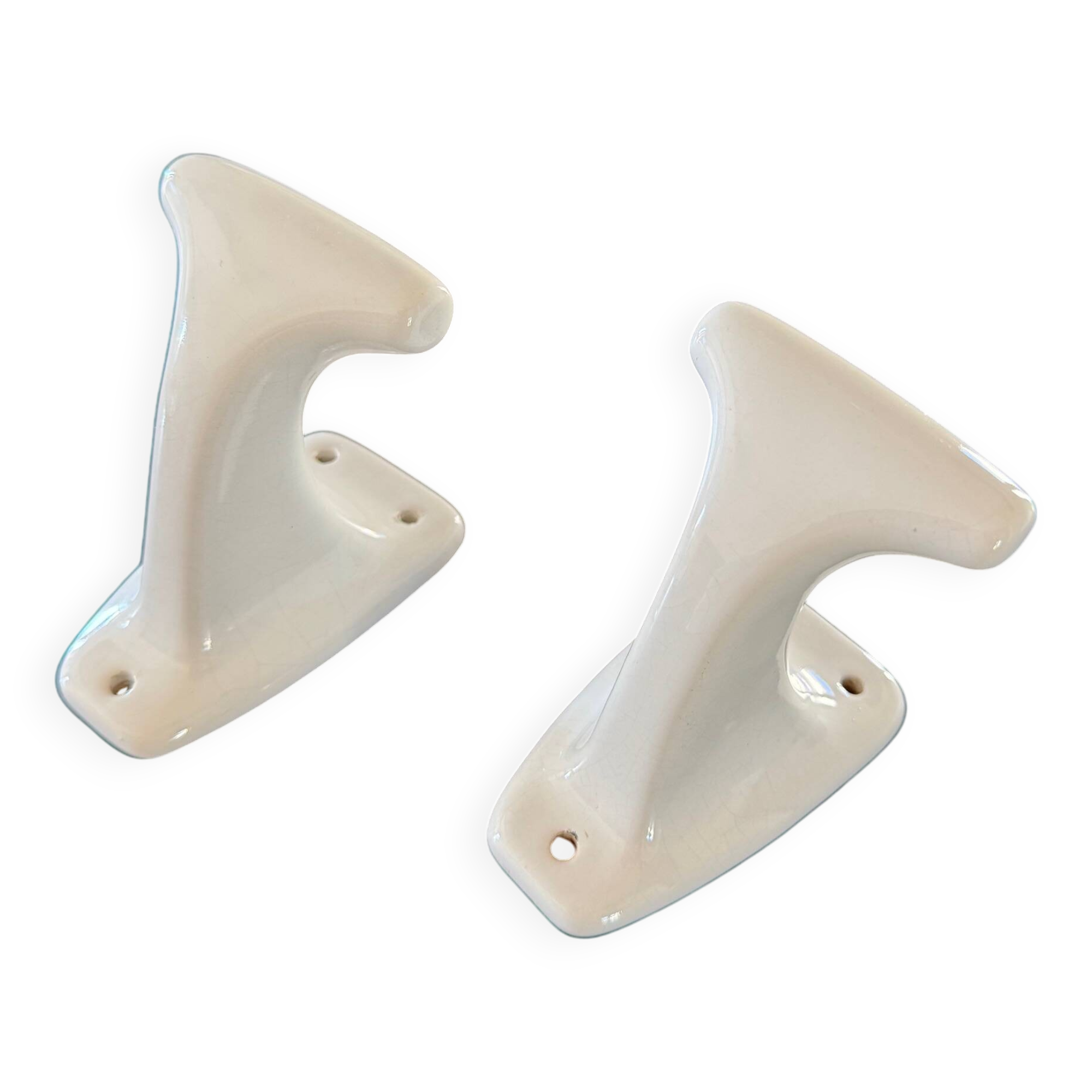 2 old porcelain coat hooks