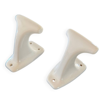 2 old porcelain coat hooks