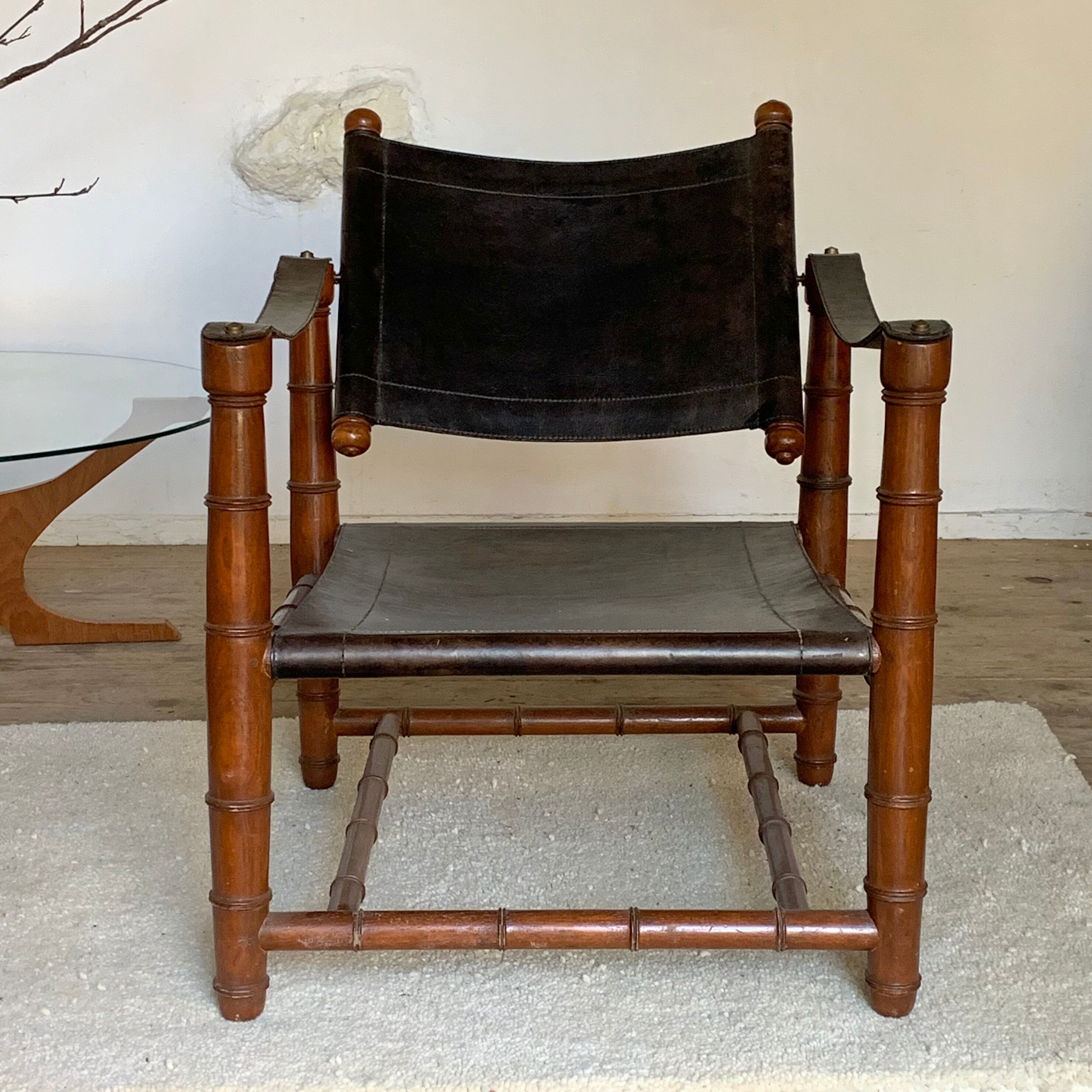 Safari armchair 1940 in brown leather