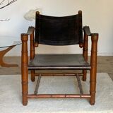 Safari armchair 1940 in brown leather