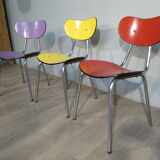 3 colored formica chairs