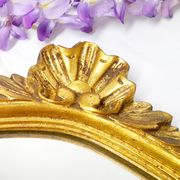 Baroque-style wall mirror / H49 cm x 30 cm /Decor shell and foliage / Golden with gold leaf
