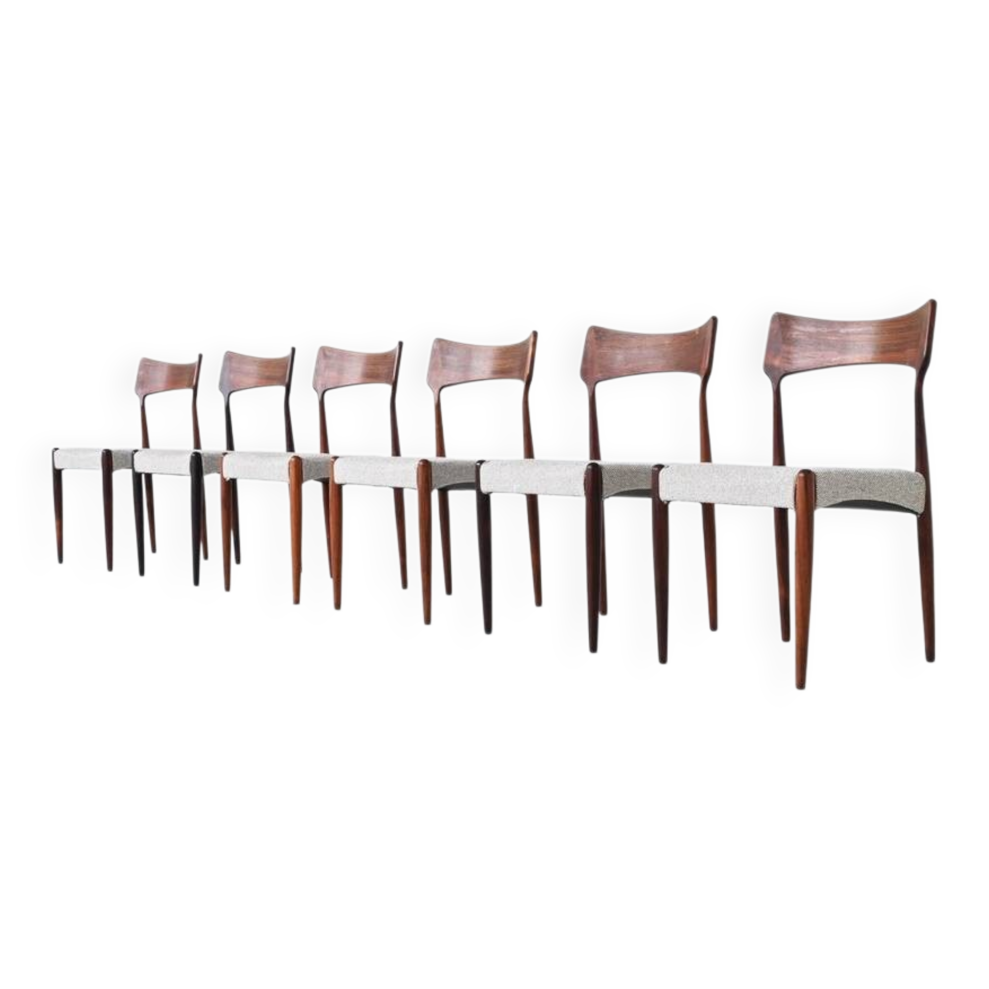Bernhard Petersen dining chairs in rosewood by Christian Linnebergs, Denmark, 1960