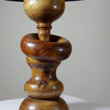 Imposante lampe style scandinave vintage design bois tourné sculpté avec anneau