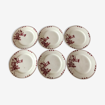 Set of 6 flat plates Badonviller