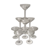 Lot de 9 coupettes à champagne gravées années 40-50