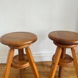 Pair of solid wood screw stools